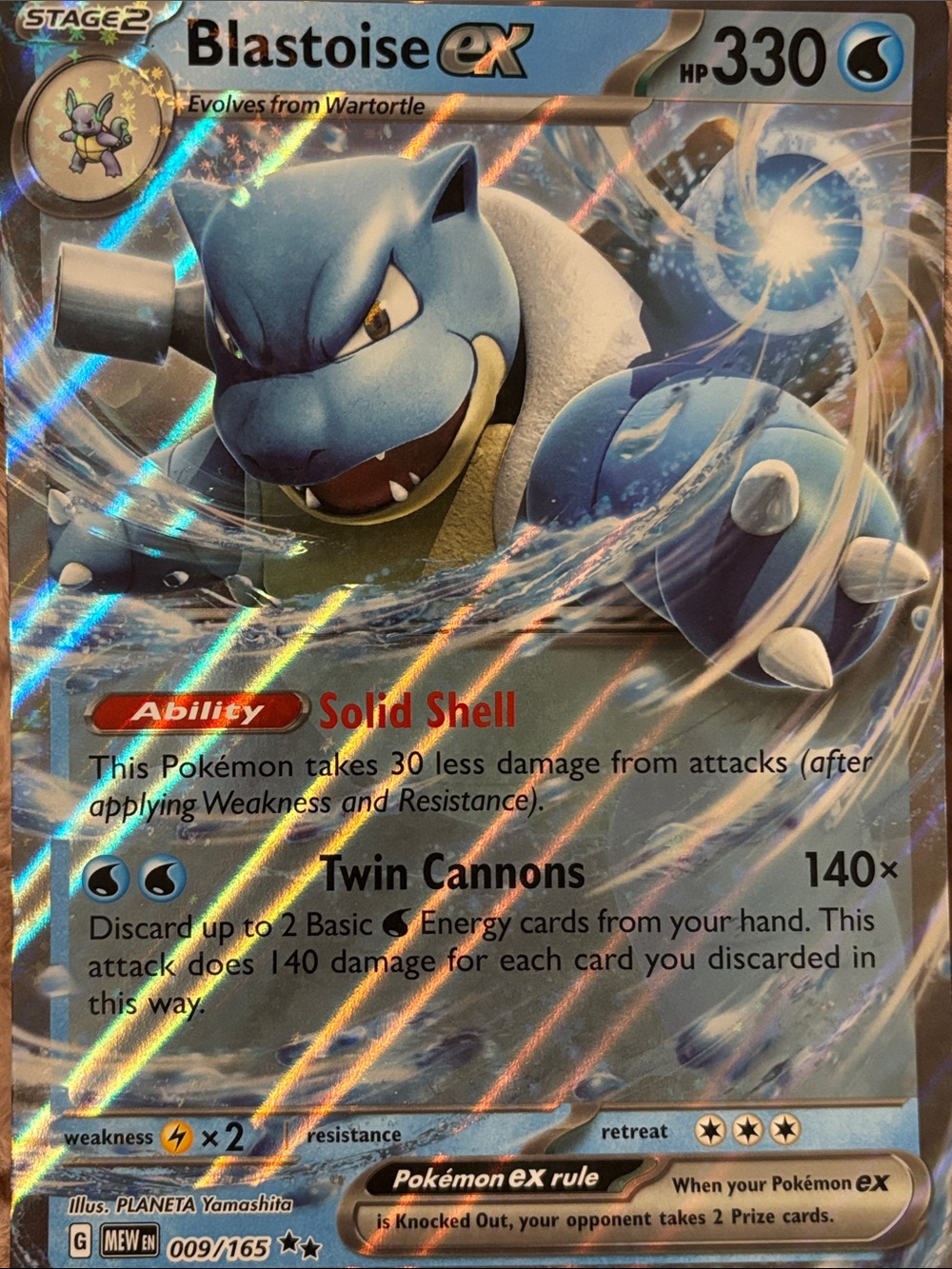 Blastoise EX JUMBO Holographic Trading Card 009/165